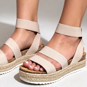 New Women Shoes Steve Madden Kimmie espadrille Wedge Sandals Blush Beige SZ 10